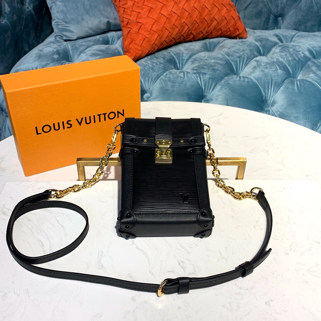 Louis Vuitton VERTICAL TRUNK POCHETTE Mini Bag Epi Leather M67871 Black